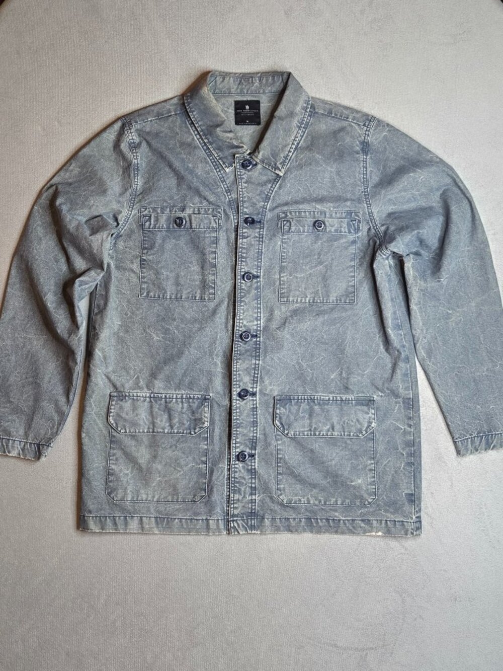 Junk Food Men's Blue Chore Jacket XL Button Front Collared Pockets - Vintage